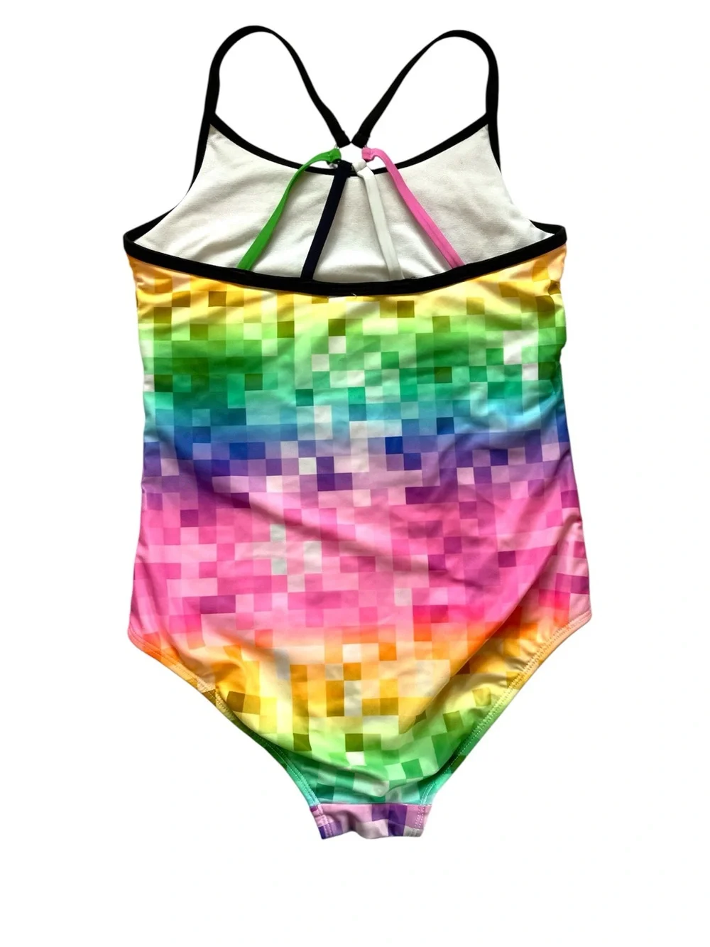 Justice x Minecraft Girls' Rainbow Pixel One-Piece Swimsuit - Multicolor